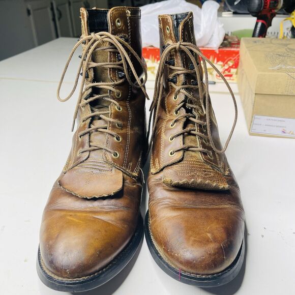 ARIAT MEN'S HERITAGE LACER WESTERN BOOTS ROUND TOE Size 10 - Picture 3 of 10